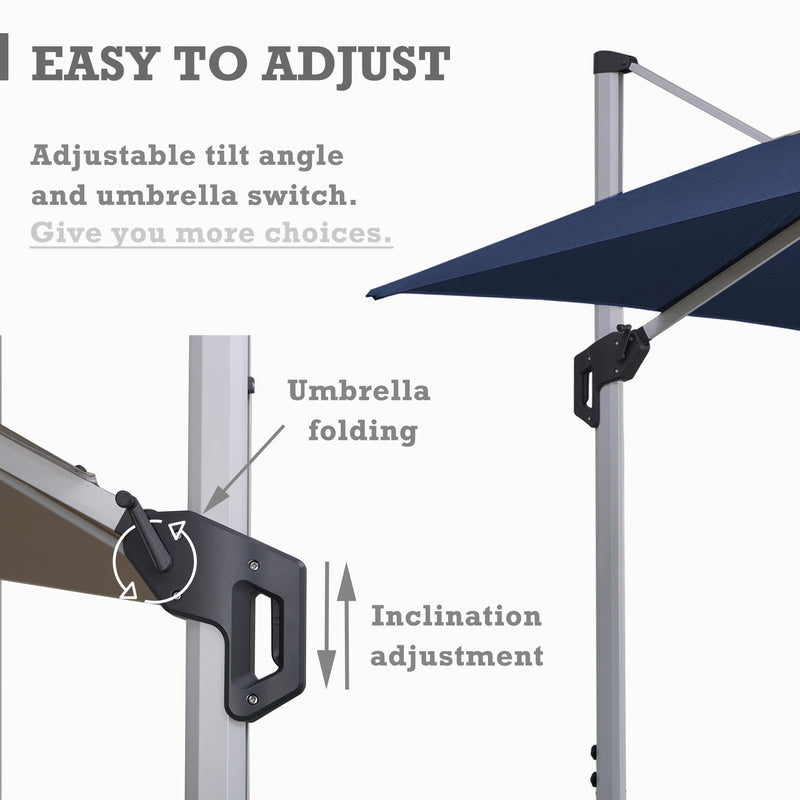 Kozyard Roma cantilever offset umbrella 10'×10' (5 Color Options)