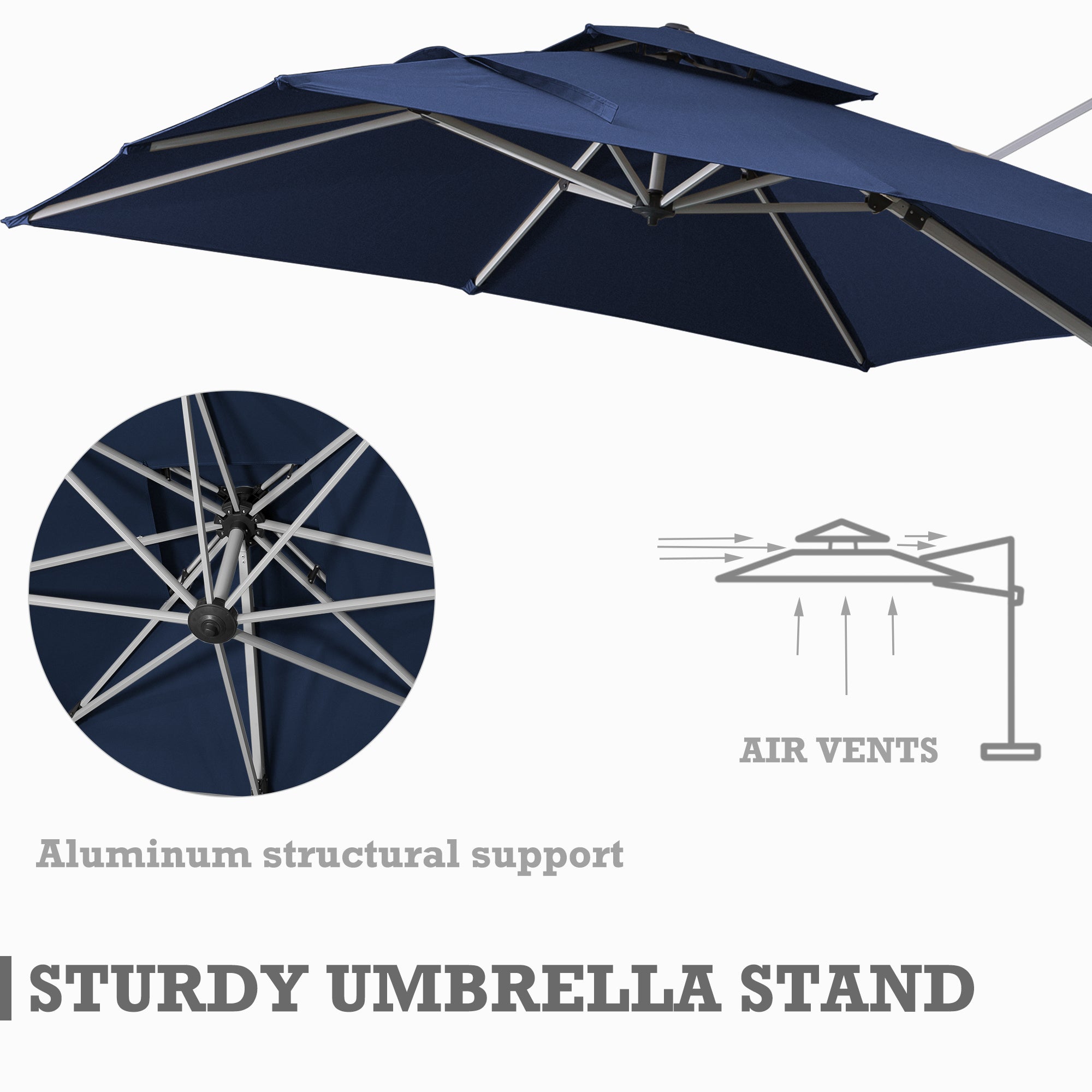 Kozyard Roma cantilever offset umbrella 10'×10' (5 Color Options