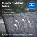 Kozyard outdoor patio furniture with durable textilene fabric, all-weather, quick-drying, breathable and long-lasting material, designed for outdoor use in rain, sun and snow
