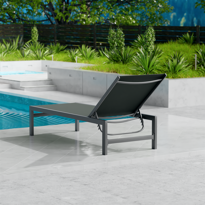 Kozyard Chaise Lounge Outdoor, Aluminum Outdoor Chaise Lounge, Flat Chaise Lounge Chair for Pools, Patio and Outdoor Lounging - Comfortable Patio Chair and Poolside Lounger