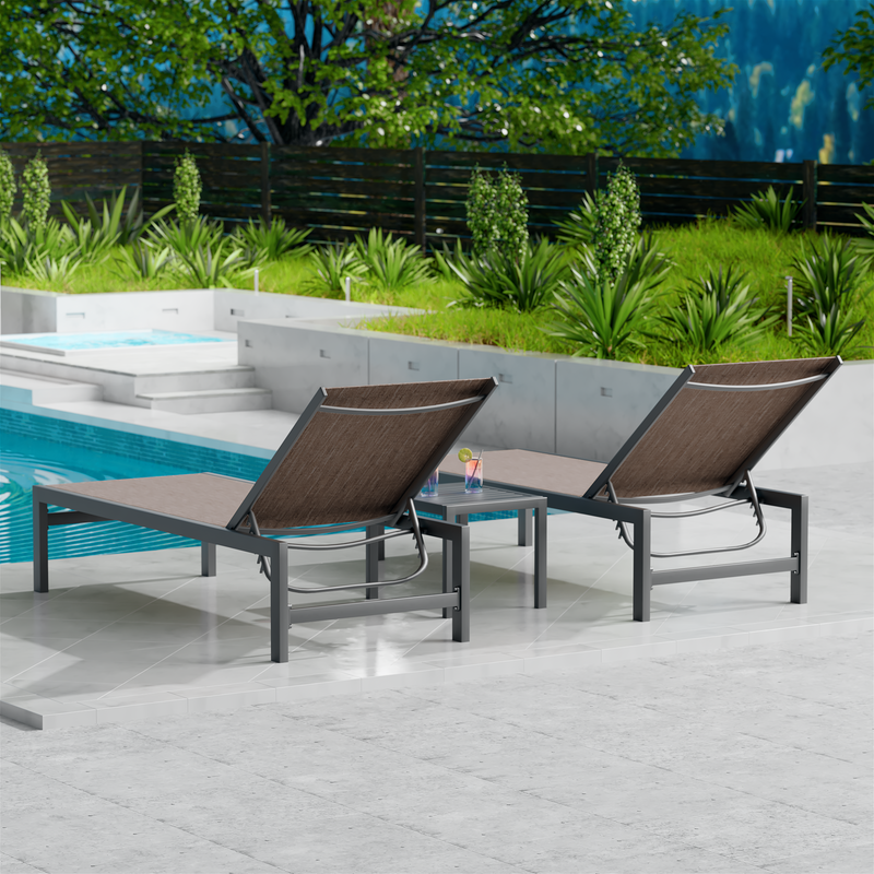 Kozyard Chaise Lounge Outdoor, Aluminum Outdoor Chaise Lounge, Flat Chaise Lounge Chair for Pools, Patio and Outdoor Lounging - Comfortable Patio Chair and Poolside Lounger