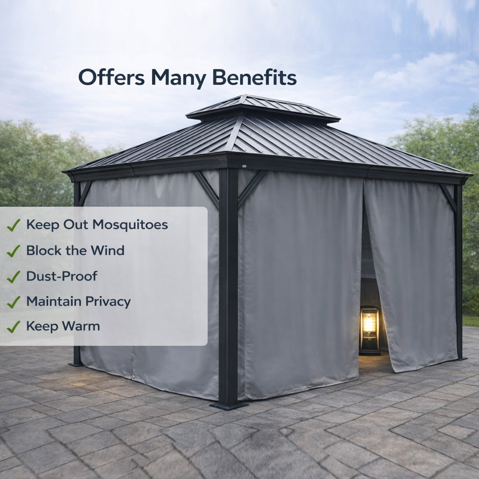 Kozyard 10' x12' Curtains for Odyssey 10'x12' Gazebo Curtain Set