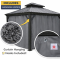 Kozyard gazebo curtain with hooks: Gray outdoor gazebo curtain includes durable hanging hooks – made of sturdy fabric, simple to install on patio gazebos for outdoor enclosure.
