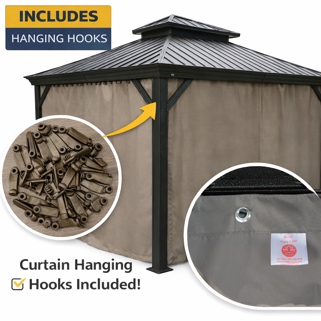 kao Kozyard 12'x14' Outdoor Gazebo Privacy Curtain Sidewall