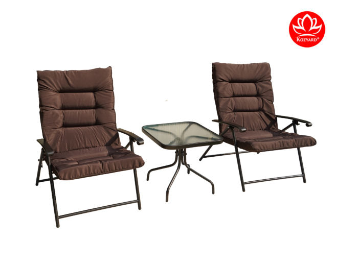 Kozyard Elsa 3 Pieces Outdoor Patio Furniture Padded Folding Sets for Yard, Patio, Deck or Backyard