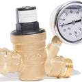 RVQU Brass Water Pressure Regulator with Gauge
A brass water pressure regulator by RVQU featuring a pressure gauge, used for adjusting water pressure. Keywords: water pressure regulator, brass regulator, pressure gauge
