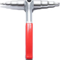 Title: HVAC Flaring Tool with Red Handle
Alt Text: HVAC flaring tool with red handle and dual-head design for pipe flaring in refrigerant systems.
Keywords: HVAC flaring tool, red handle, pipe flaring, refrigerant systems, dual-head tool