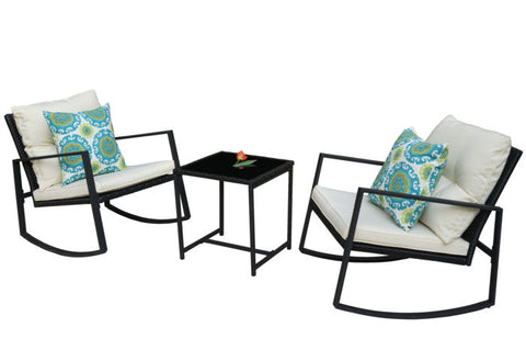 Kozyard Moana Outdoor 3-Piece Rocking Wicker Bistro Set