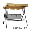 A beige - colored canopy is mounted above a swing chair with a metal frame. The canopy provides shade, and the text below indicates that only the canopy is being featured, not the entire swing chair. Beige Canopy for Swing Chair (Frame Not Included). swing chair, beige canopy, outdoor canopy, shade cover.