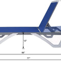 A technical diagram of a modern outdoor lounge bed with key dimensions labeled. The lounge bed features a blue fabric surface and a light - gray frame. Dimensions such as 22.8", 12", 66", 77", and 37.2" are marked, indicating various parts of the structure.Outdoor Lounge Bed: Dimension Diagram. outdoor lounge bed, lounge bed dimensions, adjustable backrest, modern design.