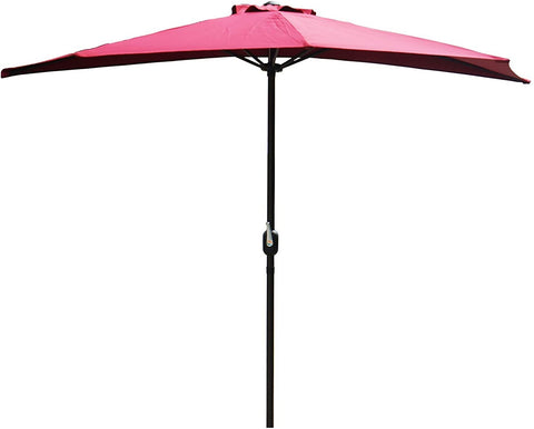 A red-colored outdoor full-sized umbrella with a black pole. The umbrella is fully open, showcasing its wide canopy and the mechanism on the pole for operation.
Elegant Outdoor Red-Colored Sunshade Umbrella.
outdoor sunshade umbrella, red-colored canopy, black pole, patio umbrella