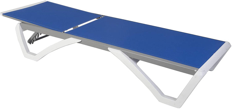 Kozyard Alan Full Flat Alumium and Polypropylene Resin Legs Patio Reclinging Adustable Chaise Lounge with Sunbathing Textilence, 5 Adjustable Position