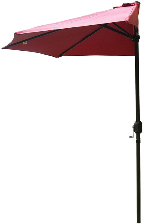 A red-colored outdoor half-side sunshade umbrella with a black pole. The umbrella is tilted, showcasing its canopy and the adjustment mechanism on the pole.
Outdoor Red Half-Side Sunshade Umbrella.
outdoor half-side sunshade umbrella, red canopy, black pole, sun protection