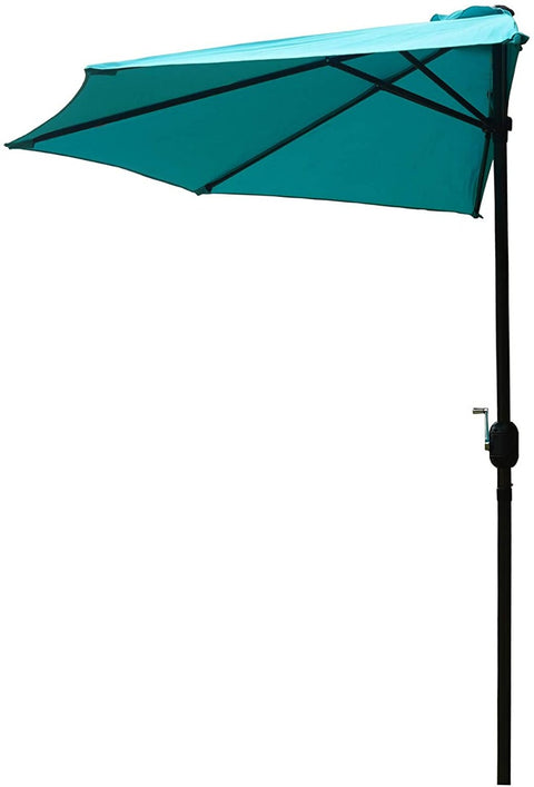 A blue-colored outdoor half-side sunshade umbrella with a black pole. The umbrella is tilted, showcasing its canopy and the adjustment mechanism on the pole.
Outdoor Blue Half-Side Sunshade Umbrella.
outdoor half-side sunshade umbrella, blue canopy, black pole, sun protection