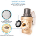 RVQUA Water Pressure Regulator - Two - Layers Inlet Screened Filter
An RVQUA water pressure regulator with a two - layers inlet screened filter. Describes the functions of exterior and interior filters for water cleaning. Keywords: water pressure regulator, two - layer filter, inlet filter
