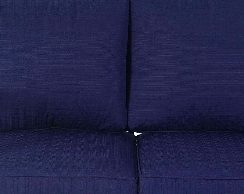 A close - up view of navy blue - colored cushions on an outdoor sofa, showcasing the fabric texture and the way the cushions are neatly arranged. The cushions appear plush and well - made, suggesting comfort and quality. Plush Navy Blue Cushions for Outdoor Sofas. outdoor sofa cushions, navy blue cushions, plush outdoor seating, cushion fabric, outdoor furniture comfort. 
