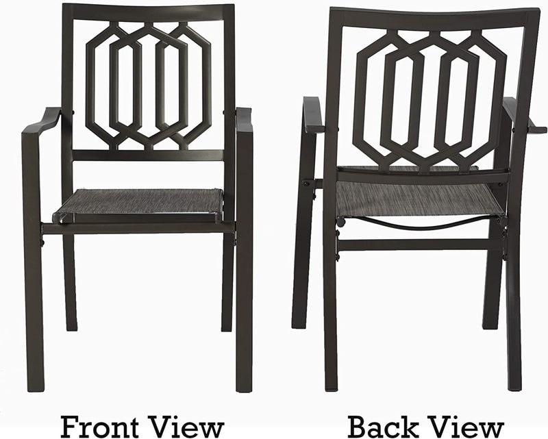 Kozyard Villa Outdoor Patio Dining Table Sets-Patio Steel Textilence Chair