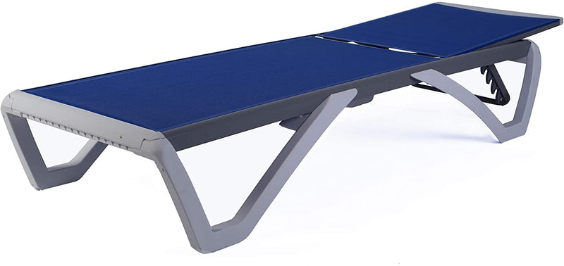 Kozyard Alan Full Flat Alumium and Polypropylene Resin Legs Patio Reclinging Adustable Chaise Lounge with Sunbathing Textilence, 5 Adjustable Position