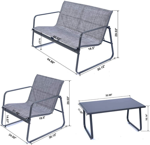 Kozyard Sofia 4 Pieces Patio/Outdoor Conversation Set, Strong Powder Coated Metal Frame, Breathable Textilence