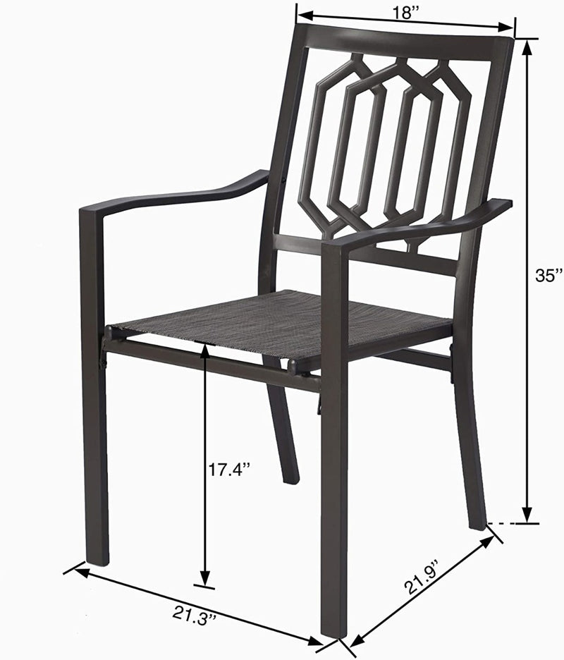 Kozyard Villa Outdoor Patio Dining Table Sets-Patio Steel Textilence Chair