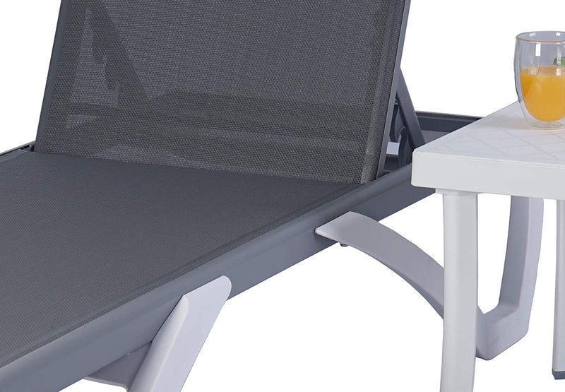 Kozyard Alan Full Flat Alumium and Polypropylene Resin Legs Patio Reclinging Adustable Chaise Lounge with Sunbathing Textilence, 5 Adjustable Position