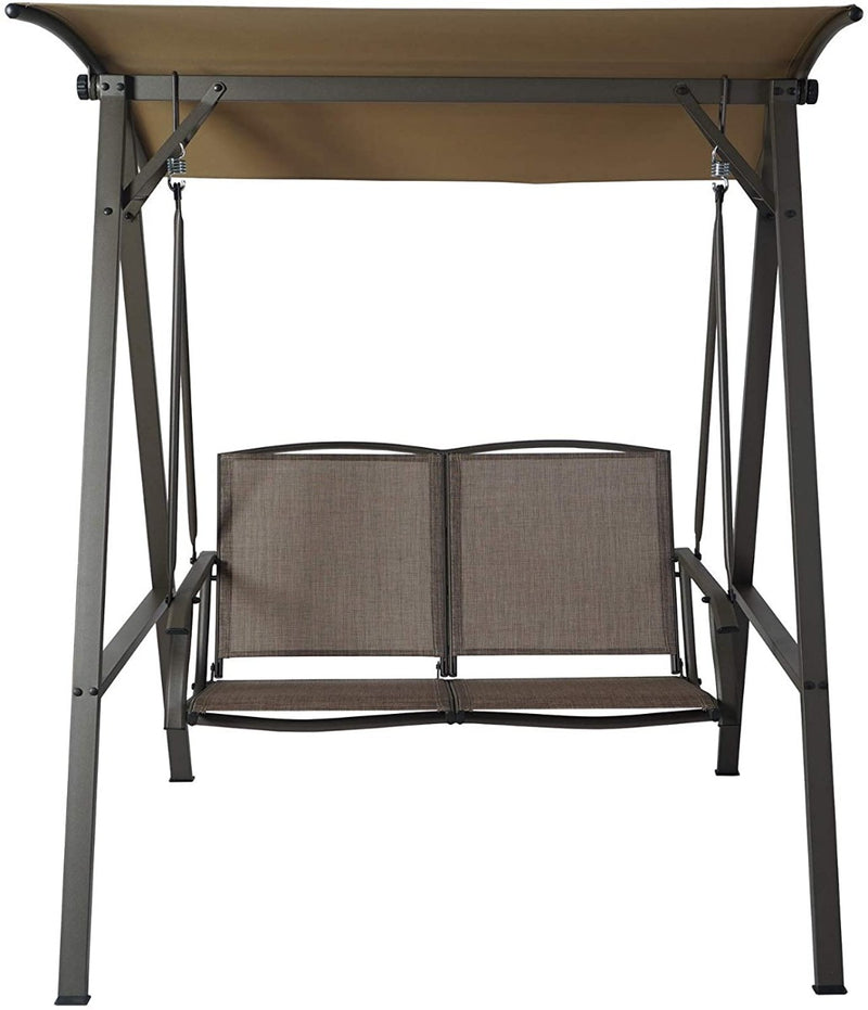 Kozyard Doris 2 Person Outdoor Patio Swing with Breathable Textilence Seat (Taupe)
