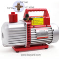 Title: Kozyvacu TA350 Vacuum Pump for HVAC Systems
Alt Text: Kozyvacu TA350 Vacuum Pump with red handle and 3/8" SAE, 1/4" Flare, 1/2" ACME fittings for HVAC applications.
Keywords: Kozyvacu, TA350, vacuum pump, HVAC, refrigerant pump, SAE fittings, ACME fittings