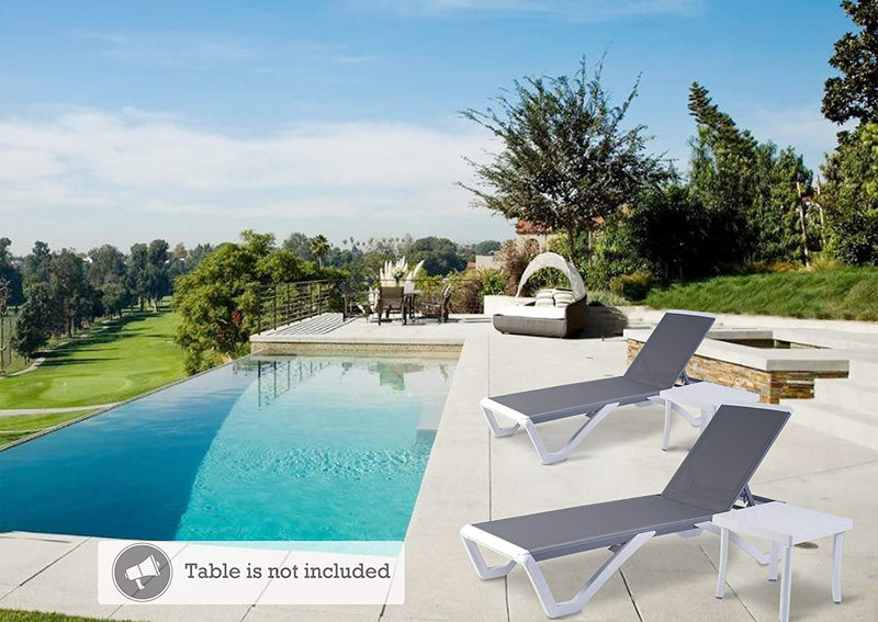 Kozyard Alan Full Flat Alumium and Polypropylene Resin Legs Patio Reclinging Adustable Chaise Lounge with Sunbathing Textilence, 5 Adjustable Position