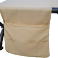 A close - up view of a beige - colored storage bag attached to an outdoor hammock. The bag features multiple compartments, designed for convenient storage of items while relaxing on the hammock.Beige Storage Bag for Outdoor Hammock. outdoor hammock, storage bag, beige storage, multiple compartments
