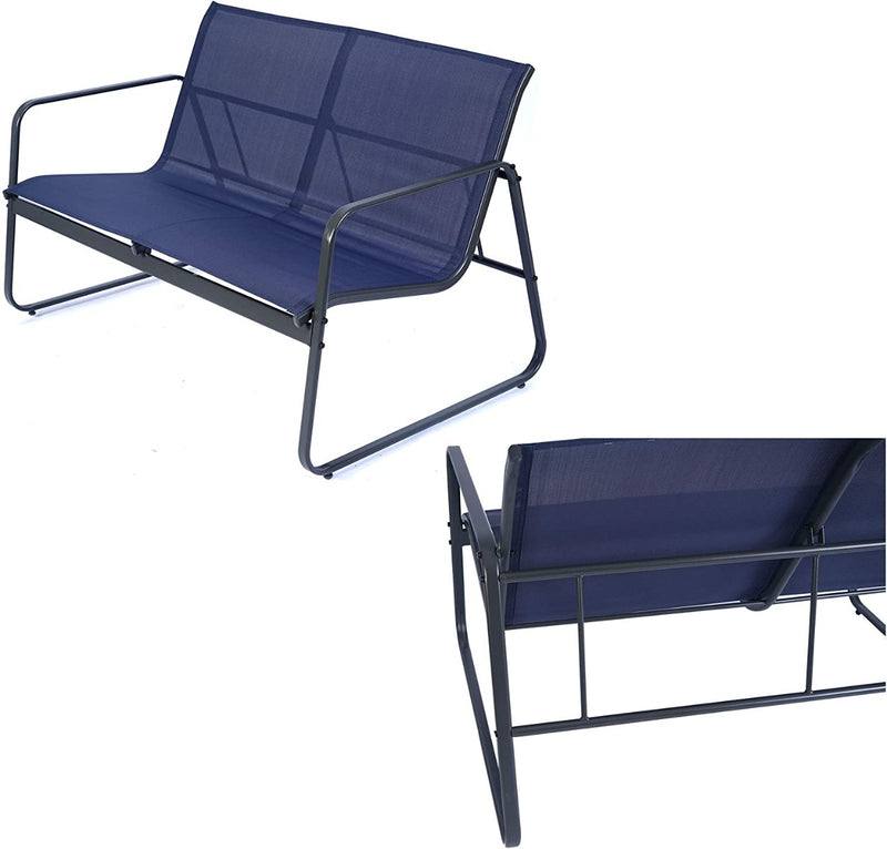 Kozyard Sofia 4 Pieces Patio/Outdoor Conversation Set with Strong Powder Coated Metal Frame, Breathable Textilence, Includes One Love Seat, Two Chairs and One Table (2 Color Options)