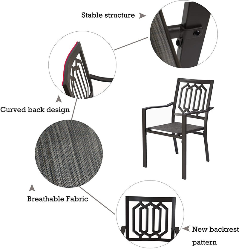 Kozyard Villa Outdoor Patio Dining Table Sets-Patio Steel Textilence Chair