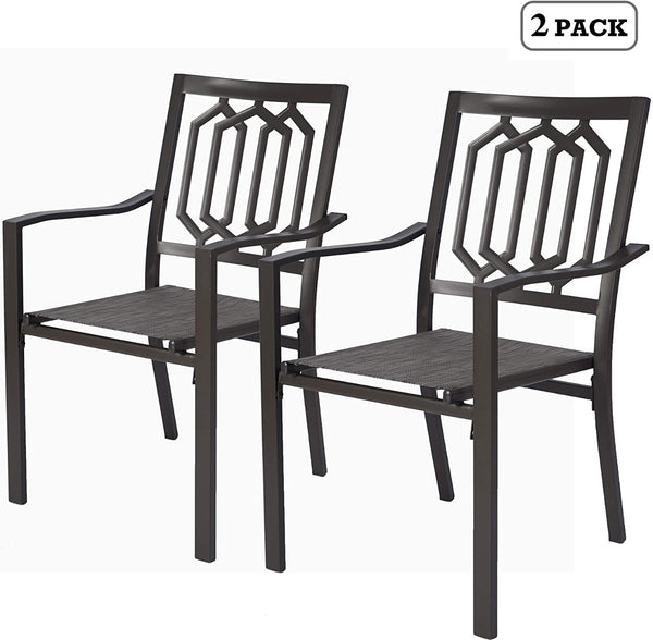 Kozyard Villa Outdoor Patio Dining Table Sets-Patio Steel Textilence Chair