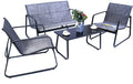 Kozyard Sofia 4 Pieces Patio/Outdoor Conversation Set with Strong Powder Coated Metal Frame, Breathable Textilence, Includes One Love Seat, Two Chairs and One Table (2 Color Options)