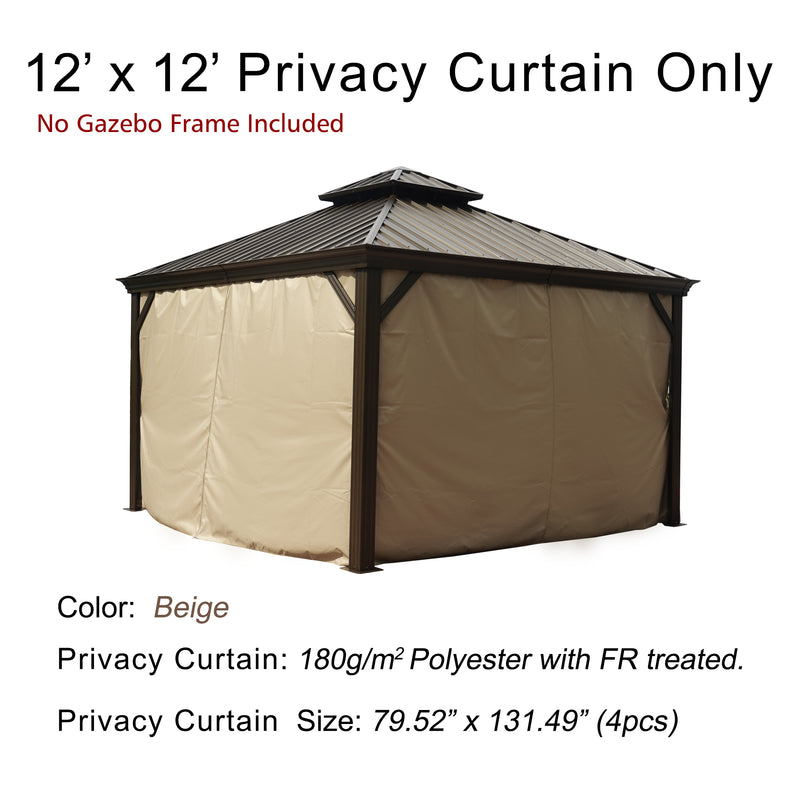 Kozyard Alexander 12'x12' Gazebo Curtain Set (2 Color Options)