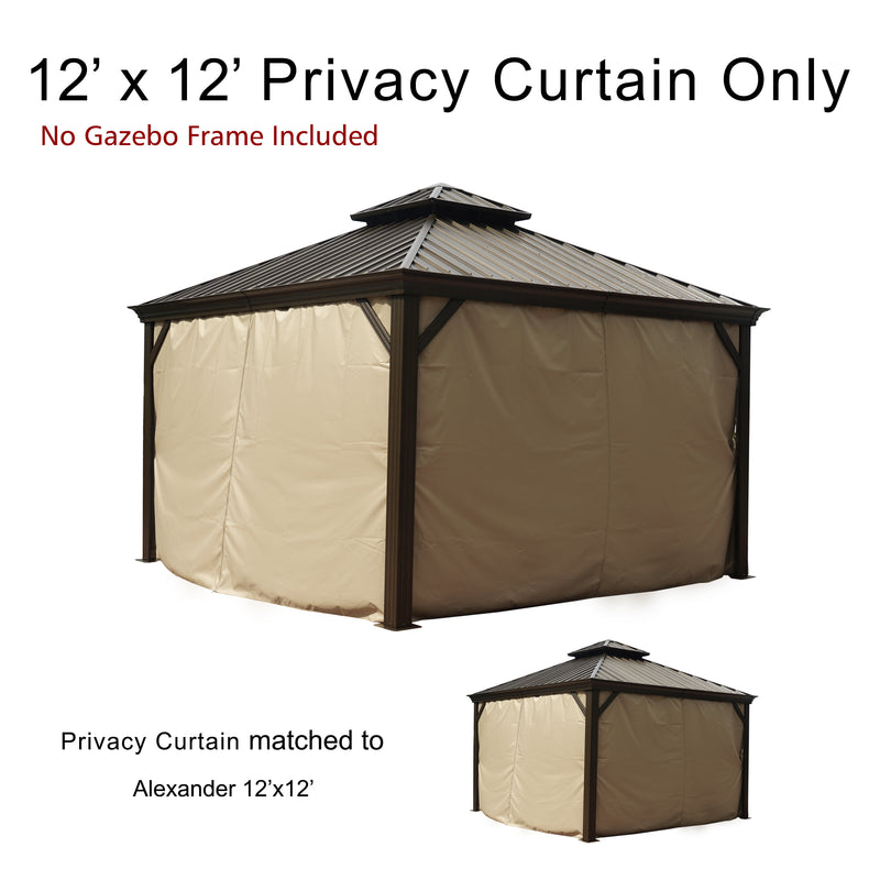 Kozyard Alexander 12'x12' Gazebo Curtain Set (2 Color Options)