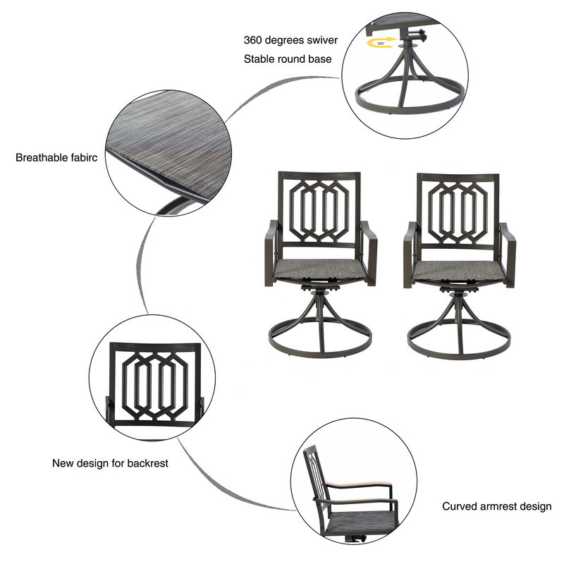 Kozyard Modern Classic Outdoor Metal Swivel Chairs Patio Dining Rocker Chair with Cushion for Backyard, Patio or Living Room (4 Options)