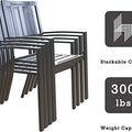 A set of dark - colored dining chairs is shown stacked together. The text on the right side indicates two key features: "Stackable Chairs" and a "300 lbs" weight capacity. The chairs have a slatted back design and a sturdy frame. Stackable Dining Chairs with 300 lbs Weight Capacity. stackable dining chairs, 300 lbs weight capacity, slatted back chairs, space - saving chairs, durable chairs.