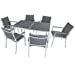 Kozyard Villa Outdoor Patio Alu. Anti-Rusty Dining Chair with White Frame, Gray Paded Textilence (4 Pack, White Chair)