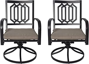Elegant Swivel Patio Chairs
alt text：A pair of stylish swivel patio chairs with decorative backrests and cushioned seats, ideal for outdoor relaxation. Keywords: swivel patio chairs, outdoor seating, decorative design
