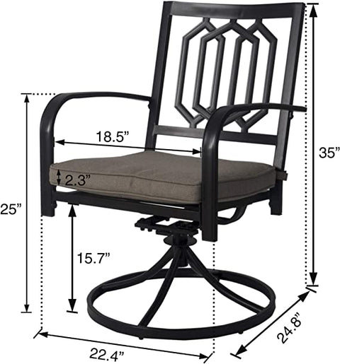Dimensions of a Swivel Patio Chair
alt text：A diagram showing the precise measurements of a swivel patio chair, including height, width, and seat dimensions. Keywords: patio chair dimensions, outdoor furniture measurements