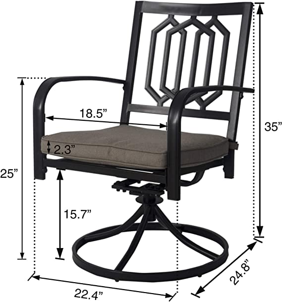 Kozyard Modern Classic Outdoor Metal Swivel Chairs Patio Dining Rocker Chair with Cushion for Backyard, Patio or Living Room (4 Options)