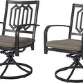 Sophisticated Swivel Patio Chair Set
alt text：A pair of elegant swivel patio chairs with geometric - designed backrests and cushioned seats, ideal for outdoor lounging. Keywords: swivel patio chairs, outdoor seating, geometric design
