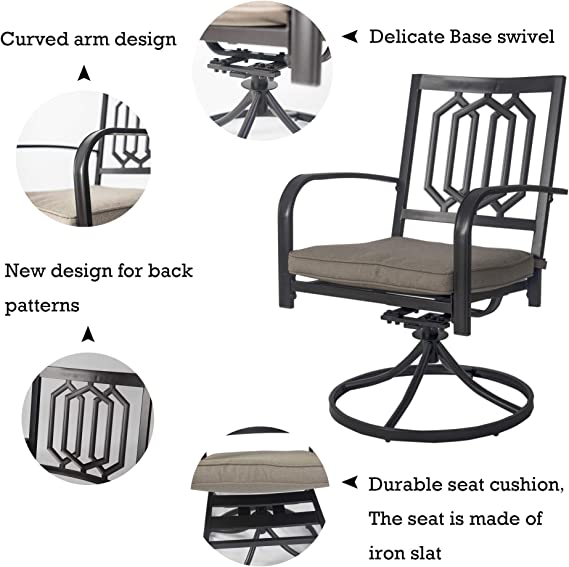 Kozyard Modern Classic Outdoor Metal Swivel Chairs Patio Dining Rocker Chair with Cushion for Backyard, Patio or Living Room (4 Options)