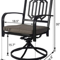 Measurements of a Swivel Patio Chair
alt text：A diagram showcasing the dimensions of a swivel patio chair, including seat width, cushion thickness, and overall height. Keywords: patio chair dimensions, swivel chair measurements