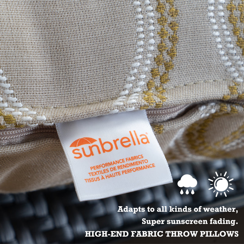 Sunbrella High - End Weather - Resistant Throw Pillow
alt text：A close - up of a throw pillow with a Sunbrella performance fabric label, highlighting its ability to adapt to various weather conditions and resist sun fading. Keywords: Sunbrella fabric, weather - resistant pillow, high - end throw pillow
