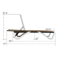 A technical diagram of a modern outdoor lounge bed with key dimensions labeled. The lounge bed features a beige fabric surface and a light - gray frame. Dimensions such as 22.8", 12", 66", 77", and 37.2" are marked, indicating various parts of the structure.Outdoor Lounge Bed: Dimension Diagram. outdoor lounge bed, lounge bed dimensions, adjustable backrest, modern design.