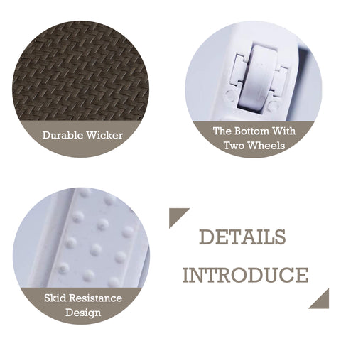 An infographic highlighting the key features of an outdoor lounge bed. It showcases a durable wicker surface, a skid - resistance design, and a bottom with two wheels for easy movement. The text "DETAILS INTRODUCE" emphasizes the focus on these features. Outdoor Lounge Bed: Key Feature Highlights. outdoor lounge bed, durable wicker, skid - resistance design, two - wheel bottom