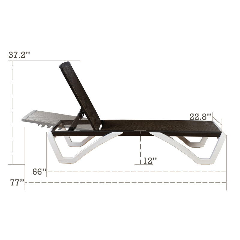 Kozyard Alan Full Flat Alumium and Polypropylene Resin Legs Patio Reclining Adustable Chaise Lounge with Sunbathing Textilence, 5 Adjustable Position