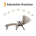 A beige foldable lounge chair that offers 7 adjustable positions for customized comfort. The chair allows users to easily change its angle, making it suitable for various activities like relaxing, reading, or sun - bathing.Beige Foldable Lounge Chair with 7 Adjustable Positions. beige foldable lounge chair, 7 adjustable positions, customizable comfort, outdoor relaxation.
