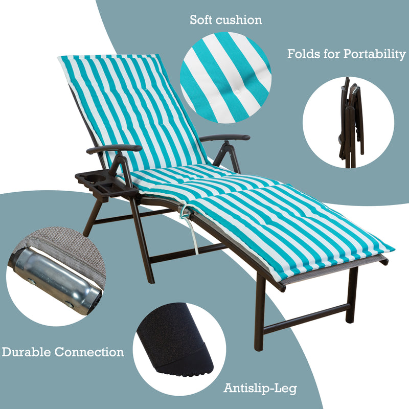 Kozyard Cozy Aluminum Reclining Lounge Chair - Perfect for Beach, Yard, Pool, Deck, and Patio - Outdoor Chaise Lounge with Drink Holder, Weather Free, Adjustable - Assemble-Free